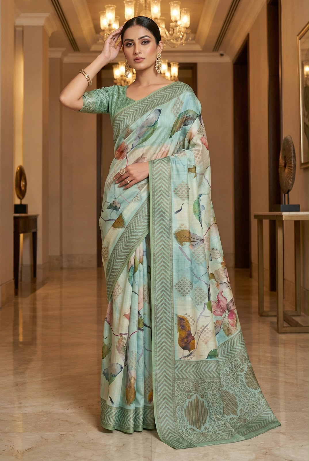 Digital Floral Print Dola Banarasi Saree